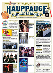 front page of the hauppauge public library summer 2025 newsletter